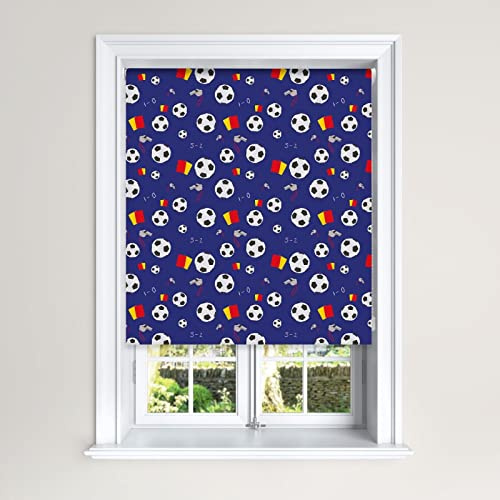 Lister Cartwright Football Blackout Roller Blinds Windows Blinds Easy Fit Child Safety For Kids (Royal Blue, 60 cm Width x 140 cm Drop)