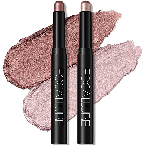 2-Pack Sombra De Ojos En Barra,Metálico Glitter Sombra De Ojos En Crema,lápiz De Maquillaje Mate De Larga Duración, Smoky Sombras De Ojos Brillantes (14 15)