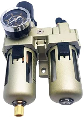 FUNTLY druckminderer druckluft AC4010-04 G1/2 AC4010-06 G3/4 Öl- und Wasserabscheiderfilter Regelventil des Luftkompressors Zwei Luftfilter (Color : AC4010-06, Size : Copper Filter)