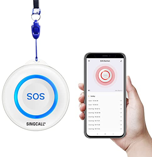 SINGCALL Tuya Wifi Smart SOS Emergency Button for Elderly, Personal Alarms for Elderly Patient Seniors Disabled Kids Connected to Phone, the Panic Button with a New Blue Design