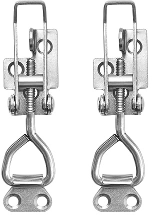 TONAUP Spannverschluss, Hebel Verschluss Haltekapazität Türriegel Eckbefestigung Klein Kniehebelspanner Latch Button Toggle Latch 100kg (Silber Edelstahl, Stück, 2)