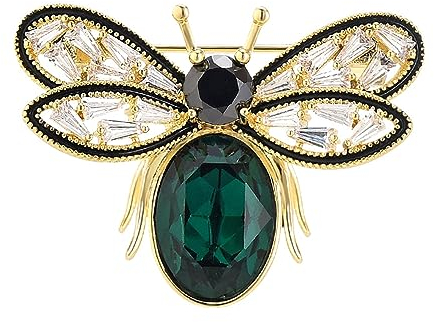 YAHOYA Champagner Gold Farbe Grün Kristall Biene Brosche Mode Party Dekorative Corsage Formales Kleid Broschen Senior Sinn Anzug Anstecknadel Abzeichen