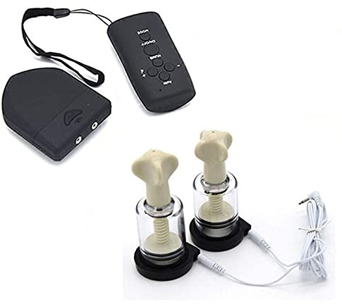 ZTHBYSB Reizstrom Brustwarzen Vergrößerung Massager, Elektrostimulation/Elektro Shock Nippelsauger mit Drahtlose Fernbedienung, Extra Stark Brustwarzensauger für Frauen