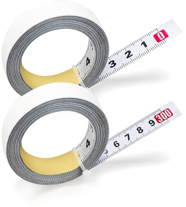 KLEHOPE Mètre Ruban, 2 Pack Metre Ruban 3m, Règle Métrique Auto-Adhésive de Droite à Gauche, de Gauche à Droite Ruban à Mesurer en Métal pour établi & Murs