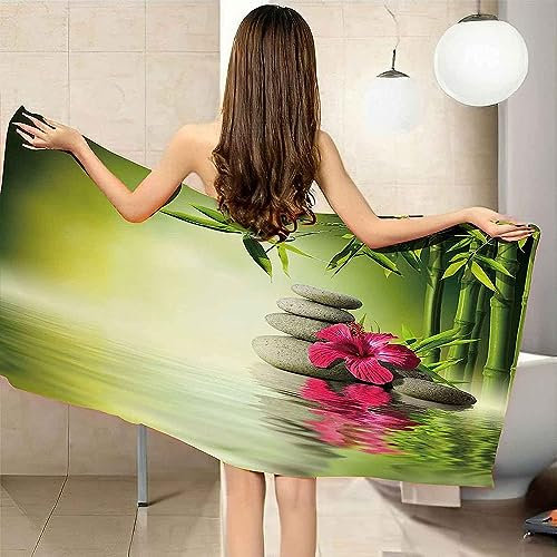 Microfibre Towel - Safflower Bamboo Stone – Beach Towel -Bath Towel - Super Absorbent - Quick Drying - Lightweight Compact Travel - Antibacterial Swimming Sports Travel Sand Proof Beach Towels - -5D2J