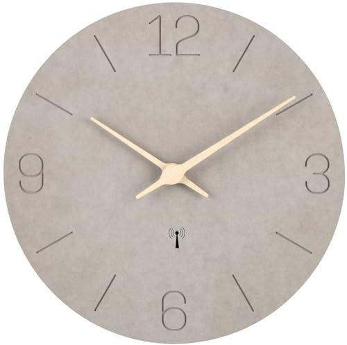 Warminn Funkuhr MDF Holz Wanduhr Ohne TickgeräUsche Lautlos 30cm Quarz Batterie Groß Einfach zu Lesen für Zimmer Zuhause KüChe Schlafzimmer Büro Schule