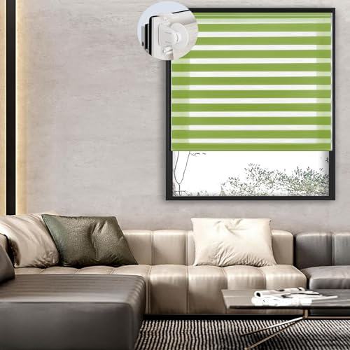 Doppelrollo Klemmfix ohne Bohren 70 x 100 cm Einfache Installation, Sonnenschutz Klemmrollo Seitenzugrollo Größe und Farbe wählbar für Tür & Fenster, Grün