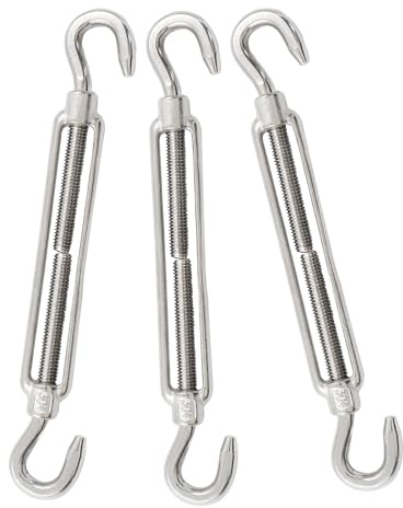 PHITUODA 3 Stück Verstellbares Spannschloss M8 304 Edelstahl Spannschloss mit Haken und Haken
