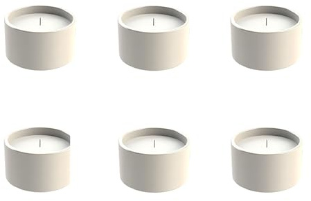 Flammskålar citronella för utomhusbruk, 6 stycken – utomhusljus terrakotta – för din trädgård – eldskålar i set med 6 st, 15 h brinntid – Ø 9,8 x H 6,2 cm (vit)