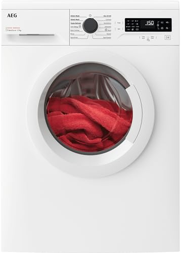 AEG 5000 Series Washing Machine 7kg LFX50744B, 1400 rpm Silent Spin, TimeSave to Adjust Washing Cycles, AntiAllergy and Easy Iron Program, Washer with Quick Wash program, 847x597x568mm, Class C, White