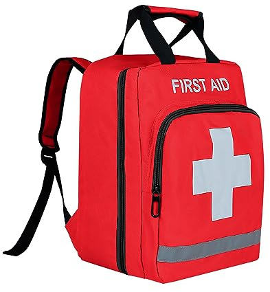 Sac à dos d'urgence rouge Sac de premiers secours Sac à dos médical vide Sac de traitement Sac de traumatisme avec bande réfléchissante pour cyclisme équitation randonnée camping garderie vacances en