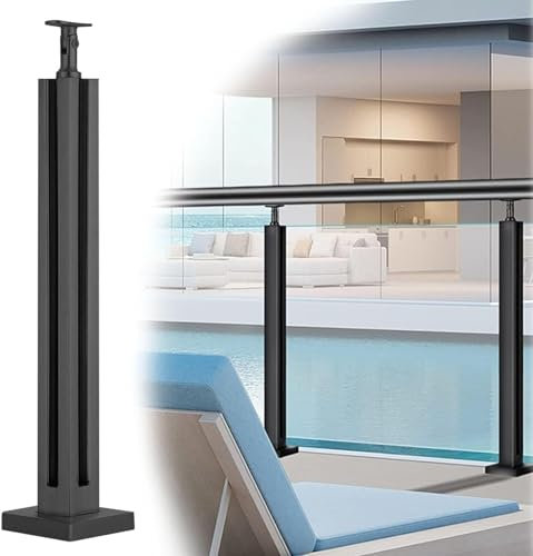 Geländerpfosten Glas Balustradenpfosten 65cm - 105cm Edelstahl Pfosten Balkongeländer Glasgeländerpfosten Geländer Deckgeländersystem Glas Balustraden Für Balkonterrasse(Color:Corner Post,Size:65cm)