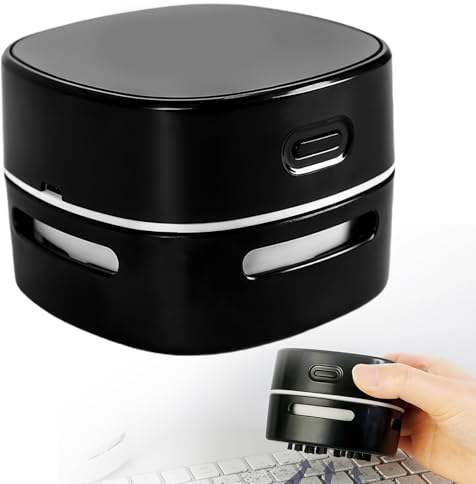 SPORWAY Mini Staubsauger USB Wiederaufladbar, Mini Tischstaubsauger Leistungsstarker 360° Drehbar, Tragbar Kabellos Handstaubsauger mit Ladekabel und Bürstenfür Büro Auto Reisen Schule (Schwarz)