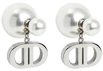 Eleganter Perlenohrringe mit Buchstaben - Ohrring-Geschenk für Frauen und Mädchen (Silber)