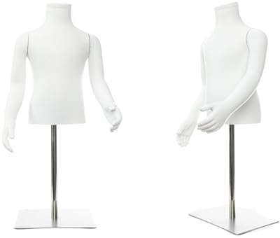 2X Kindertorso Büste KG 116 Unisex Schaufensterpuppe Kind Mannequin + Standfuß | Kindermannequin Kinderschaufensterpuppe Kinderschneiderbüste Kinderbüste