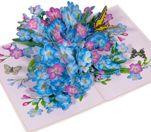 LINPOPUP Pop-Up Karte Blumen - Gänseblümchen - Grußkarte Schmetterling, Geburtstagskarte, Muttertagskarte, 3D Blumenkarte für Frau, Mutter, Freundin, als Gute Besserung, Gutschein, N179
