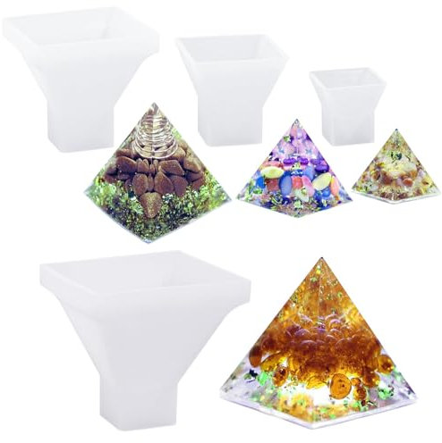 FORYNXHWIN 4 moldes de silicona piramidales de resina, moldes de pirámide para joyas, superpirámide para resina, artesanía, joyas, molde de silicona para manualidades, adornos, arte