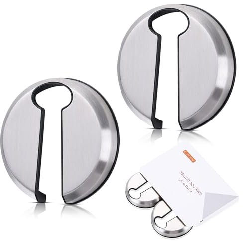 YYDSBAYS Wine Foil Cutter Tool for Wine Bottles 2 Pack Design Stainless Steel Blades Foil Remover Removes Foil Top Effortlessly Gift for Wine Lovers, Stainless Steel Silver