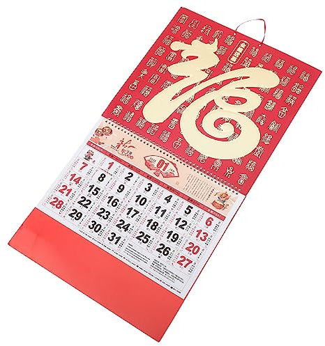 BCOATH Hängender Wandkalender Im Chinesischen Stil Traditioneller Dekorativer Kalender Mit Goldfolie Für Zuhause Und Büro Für Neue Jahr