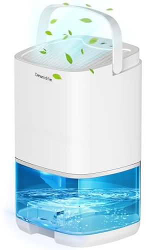 Deshumidificador para el hogar, 1000 ml con apagado automático, 258 pies cuadrados, deshumidificador portátil pequeño, ultra silencioso contra la humedad y el moho, dormitorio, baño (ferroso)
