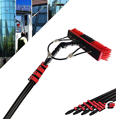 36ft Telescopic Water Fed Window Cleaning Pole Kit for Conservatory & Solar Panel High Reach Extension Brush Squeegee Equipment with Hose Fed System