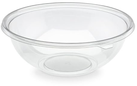 50 Saladiers Ronds Transparents Cristal 2250 ml D. 26 x H. 9 cm Élégants et Polyvalents en PET (Réutilisable) - D-Work