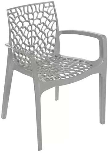 METRO Professional Fauteuil de terrasse Saphir, Empilable, Plastique, 56.5 x 55 x 81 cm (Gris Perle)