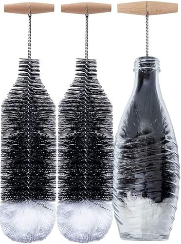 Grunda 2 Stück 35cm Flaschenbürste kompatibel mit Sodastream Glasflasche, kratzerfreier Flaschenreiniger Bürste Löst hartnäckigen Schmutz, Reinigungsbürste mit Perfekter Passform für Glaskaraffe