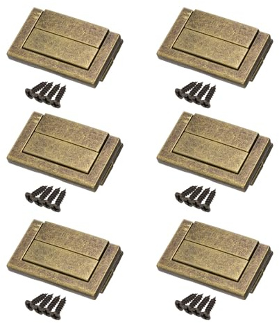 sourcing map 6pcs Toggle Catch Lock, 0.9 x 1.5 Hasp Lock Latch Mini Hasp Clasp with Mounting Screws for Jewelry Box Gift Box Wooden Cabinet, Bronze