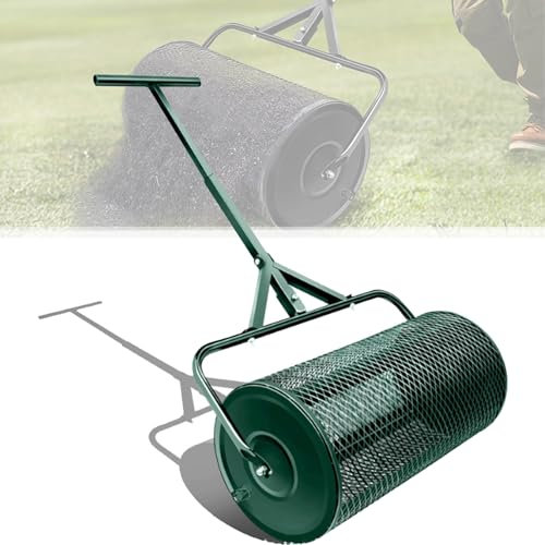 Spandiconcime per prato e giardino - Spandiconcime a spinta/traino con cestello in rete metallica per uso gravoso - Compost, torba, terriccio, pacciame - Spandiconcime per letame da giardino multius