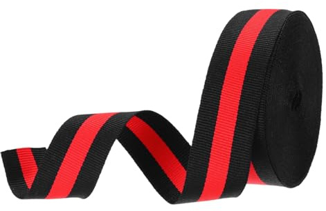 PATIKIL 1 Nastro Grosgrain Nero E Rosso A Righe, 10 Iarde Di Stoffa Poliestere Nastro A Righe Design Doppia Faccia Per Fiocchi Confezione Regalo DIY Decorazioni Natalizie