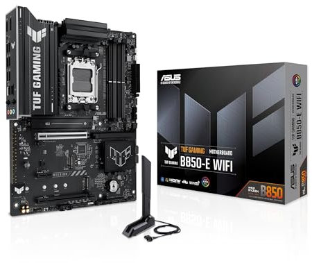 ASUS TUF Gaming B850-E WiFi Mainboard Sockel AMD AM5 (Ryzen 9000, PCIe 5.0, DDR5 Speicher, WiFi 6E, PCIe Q-Release, BIOS Flashback, Aura Sync)