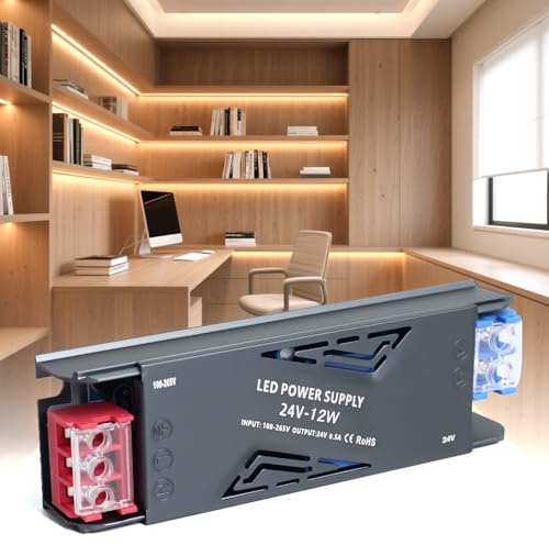 SUCIKORIO LED Transformateur 220V 24V 12W 0,5A, Alimentation LED Driver 24V 12W Ultra Fin LEDs Transfo Alimentation à Découpage Convertisseur De Tension AC à DC Transfo Pour Ruban LEDs Intérieur