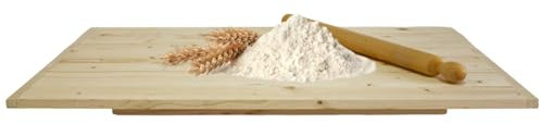 Marvin Spianatoia in Legno di Betulla Naturale Asse per Pasta Impastare e Stendere, Tagliere, Spessore 9mm, Con Gradino per Tavolo da Lavoro Realizzata in Italia (ASSE + MATTARELLO 57X38 cm)