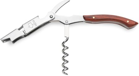 Kellnermesser- Profi Korkenzieher aus Edelstahl in Gastronomie Qualität mit Flaschenöffner & Folienschneider Push BARCRAFTERS Weinöffner