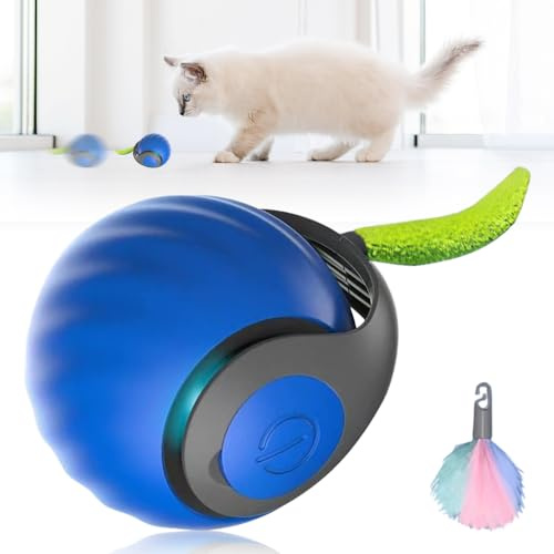 GMTEO Interaktives Katzenspielzeug, 2025 Neu Katzenspielzeug Elektrisch Magic Ball Hund Selbstbeschäftigung, Hundespielzeug Intelligenter Automatischer Rollball für Katzen Hunde (Blau)