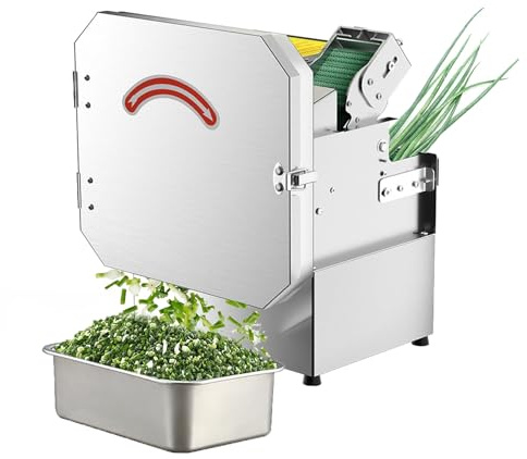 ANGDI Coupe-oignons Verts Professionnel, Hachoir électrique 200 W à 2 Vitesses et Longueur réglables, 150 kg/h, Robot culinaire et Hachoir pour Gingembre, Piment, Pommes de Terre, Concombre