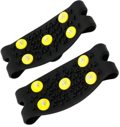 TOPPERFUN rutschfeste Eiskrallen für Wanderschuhe und Stiefel aus Silikon und Stahl mit 5 Zähnen 2 Satz Schneeschuhüberzüge für Outdoor Sport und Bergsteigen
