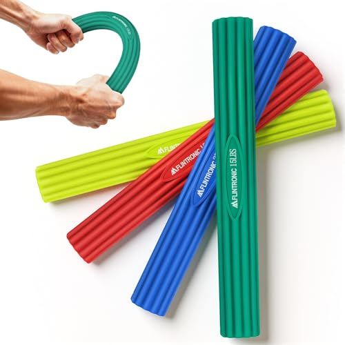 flintronic Set med 4 träningsmotståndsstång, 4 nivåer, Twist-n-Bend flexibel pinne, för tennisarmbågsterapi, för att lindra tendinitsmärta och förbättra greppstyrkan