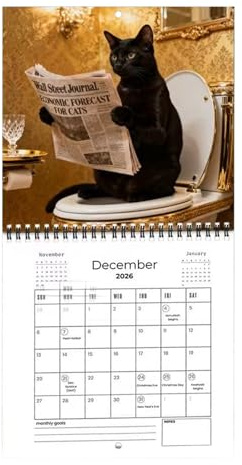 Divertido calendario de gatos 2026 - con blocs de notas rayados | Calendario 2026 divertido planificador mensual | Para oficina, escuela, planificación, organización, horario de trabajo, Año Nuevo