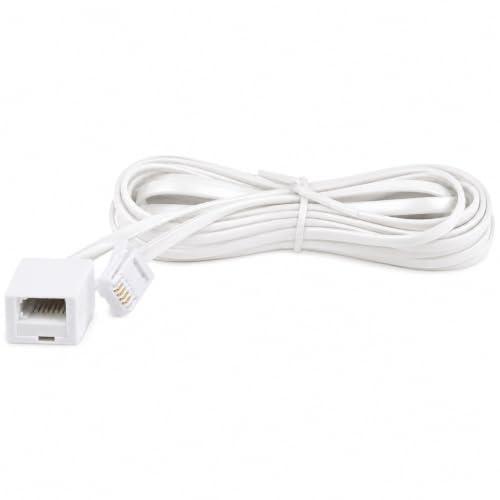 Cavo di prolunga per telefono BT, presa principale, per telefoni fissi, fax e router a banda larga, cavo per telecomunicazioni con connettore BT standard a presa (BT-6P4C-3M-1PC-WH)