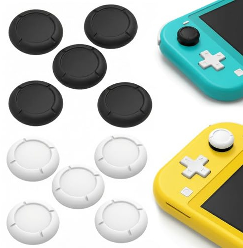 Lot de 10 capuchons de rechange pour manette Switch - Noir et blanc | Lot de 5 capuchons analogiques pour Switch Lite et Switch OLED, 5 noirs et 5 blancs, accessoires de rechange