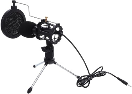 jojofuny Micrófono de Condensador para PC Conector 3,5 Mm, Mini Micrófono para Juegos y Podcasting, Soporte Trípode Ajustable, Adecuado para Grabación, Streaming y Youtube