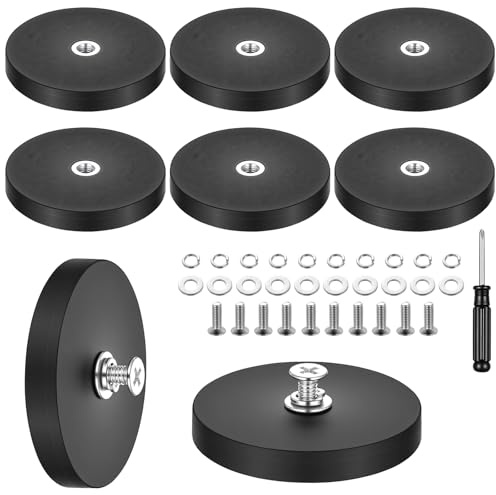 8 Stück gummierte Neodym Magnete 43 mm mit M4 Gewinde 8,5 kg Haftkraft | Rutschfeste Gummierung schont Oberflächen, korrosionsbeständig, für Lichtleisten Fahrzeuge