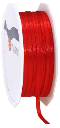 Präsent C.E. Pattberg Satin rot, 50 m Satinband zum Einpacken von Geschenken, 3 mm Breite, Geschenkband zum Dekorieren & Basteln, Dekoband, Anlass