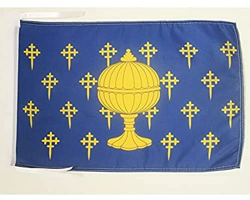AZ FLAG Bandera Reino de Galicia 409-1833 45x30 cm Poliéster 100D Cuerdas | Uso interior y exterior Enseña del estandarte de la dinastia real sueva costuras dobles y bordes reforzados