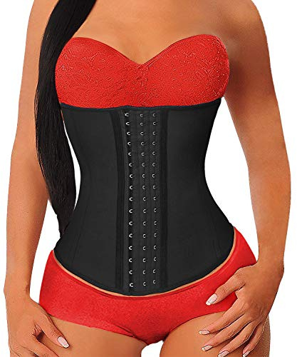YIANNA Waist Trainer for Women Latex Steel Boned Corset Sport Tummy Control Body Shaper Cincher Shapewear Belt Black 3XL U37G