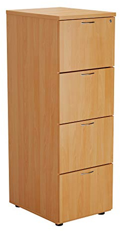 Office Hippo Heavy Duty Filing Cabinet, Robust File Cabinet, Office Cabinet with Anti-Tilt Mechanism, Lockable Filing Cabinet, Office Storage for A4 or Foolscap Filing - Beech, 4 Drawer