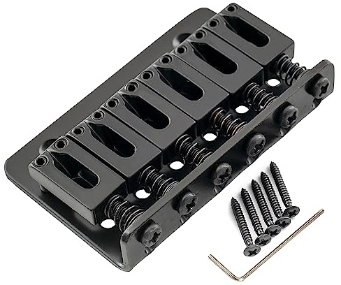 Musiclily Basic 52,5mm ST Hardtail Steg Non Tremolo Brücke Schwarz | für Fender Strat Tele Style E-Gitarre