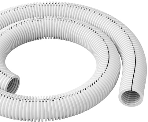 D-Line White 43in Cable Sleeve, Flexible Wire Protector Tubing, Split Electrical Conduit, Plastic PC Cable Management Tube, Cord Sheath, TV Loom Tubing - 1.26in Diameter, 43-inch Length